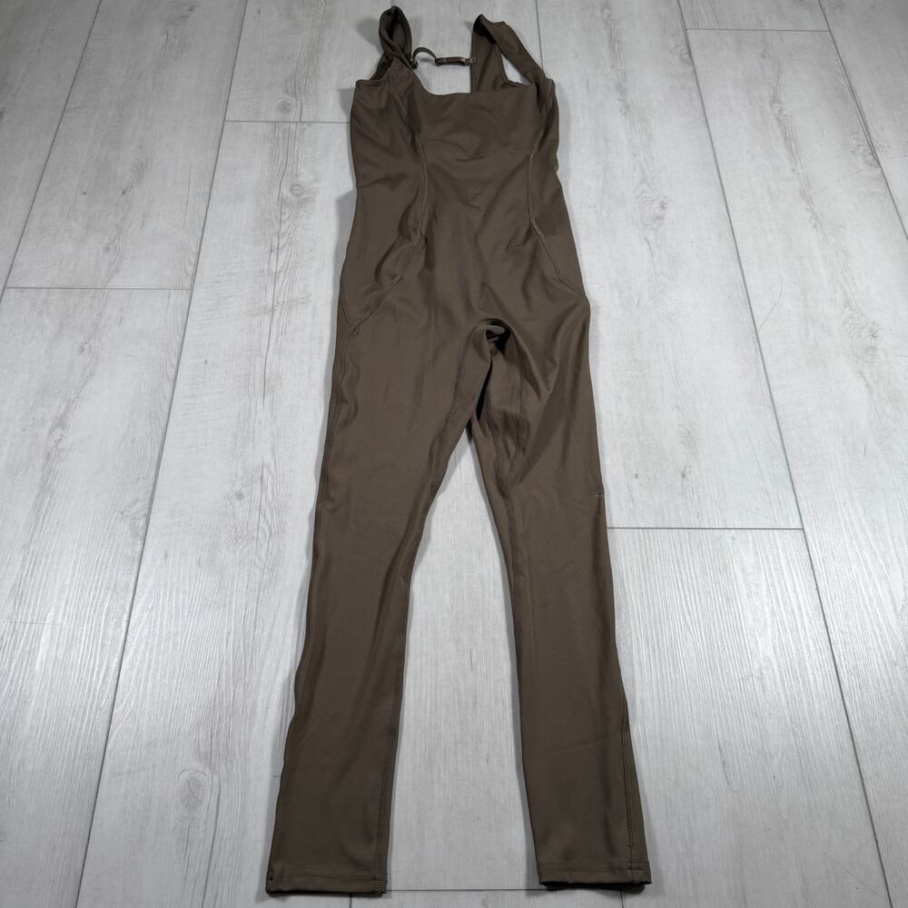 Fabletics Tyra One Piece XXS Jumpsuit Brown Compression Workout Open Back